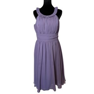 Mori Lee Lavender Sleeveless Halter Chiffon Dress with Scarf Sz 14